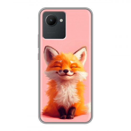Дизайнерский силиконовый с усиленными углами чехол для Realme C30 милая лиса