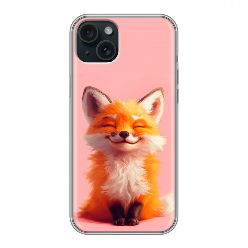 Дизайнерский силиконовый чехол для Iphone 15 Plus милая лиса