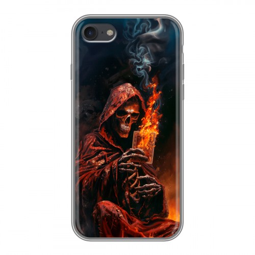 Полупрозрачный дизайнерский силиконовый чехол для Iphone 7 Скелет и карты