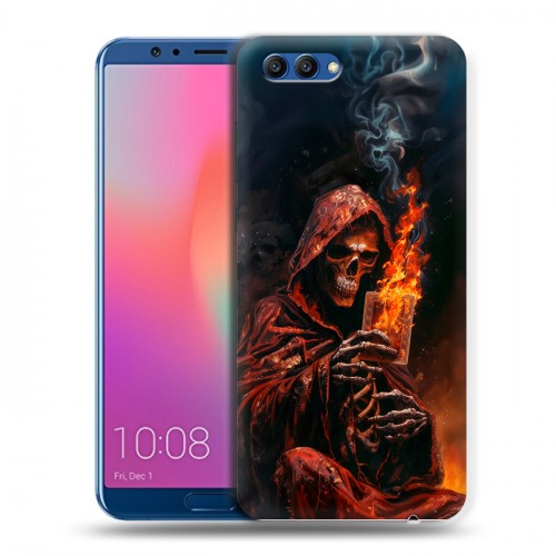 Полупрозрачный дизайнерский пластиковый чехол для Huawei Honor View 10 Скелет и карты