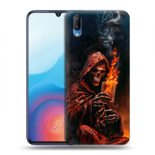 Полупрозрачный дизайнерский пластиковый чехол для Vivo V11 Скелет и карты