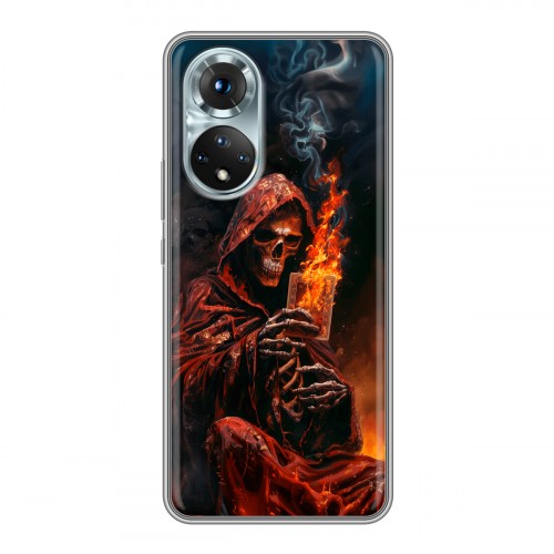 Полупрозрачный дизайнерский силиконовый чехол для Huawei Honor 50 Скелет и карты