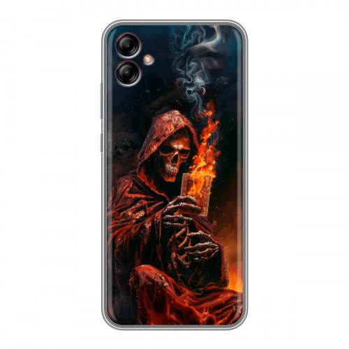 Полупрозрачный дизайнерский силиконовый с усиленными углами чехол для Samsung Galaxy A04e Скелет и карты