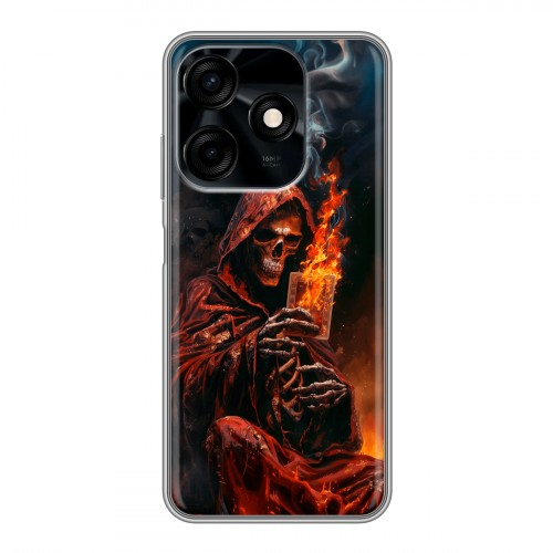 Полупрозрачный дизайнерский силиконовый чехол для Tecno Spark 10C Скелет и карты