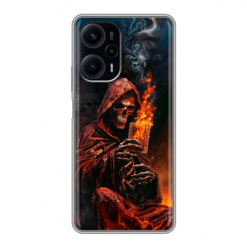 Полупрозрачный дизайнерский силиконовый чехол для XIaomi Poco F5 Скелет и карты