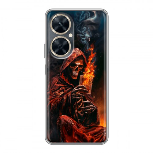 Полупрозрачный дизайнерский силиконовый с усиленными углами чехол для Huawei Nova 11i Скелет и карты