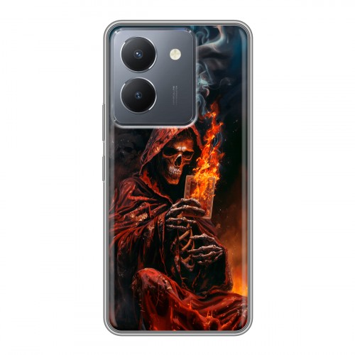 Полупрозрачный дизайнерский силиконовый чехол для Vivo Y36 Скелет и карты