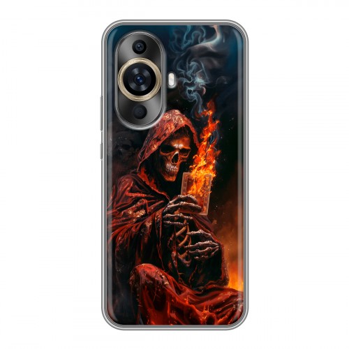 Полупрозрачный дизайнерский силиконовый с усиленными углами чехол для Huawei Nova 11 Скелет и карты