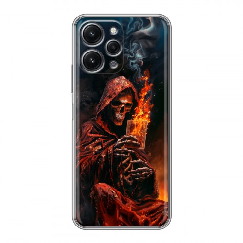 Полупрозрачный дизайнерский силиконовый с усиленными углами чехол для Xiaomi RedMi 12 Скелет и карты