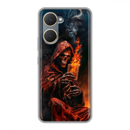 Полупрозрачный дизайнерский пластиковый чехол для Vivo Y03 Скелет и карты