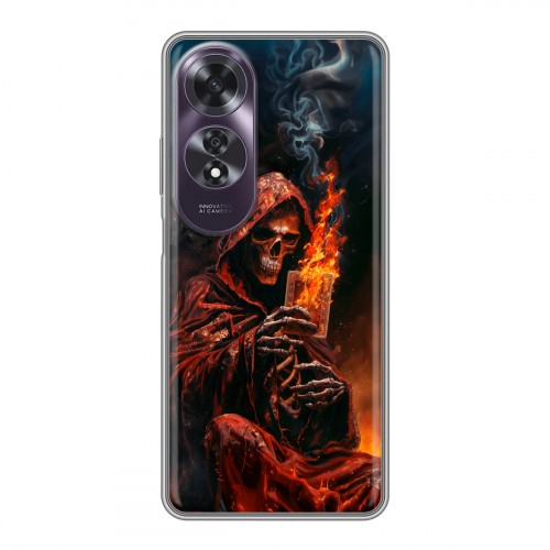 Полупрозрачный дизайнерский силиконовый чехол для OPPO A60 Скелет и карты