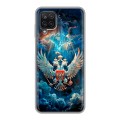 Полупрозрачный дизайнерский пластиковый чехол для Samsung Galaxy A12 Герб флаг России