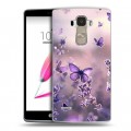 Дизайнерский пластиковый чехол для LG G4 Stylus бабочки и лаванда