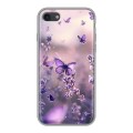 Дизайнерский силиконовый чехол для Iphone 7 бабочки и лаванда