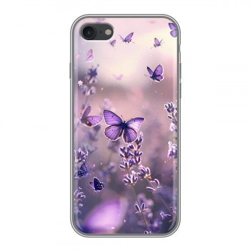 Дизайнерский силиконовый чехол для Iphone 7 бабочки и лаванда