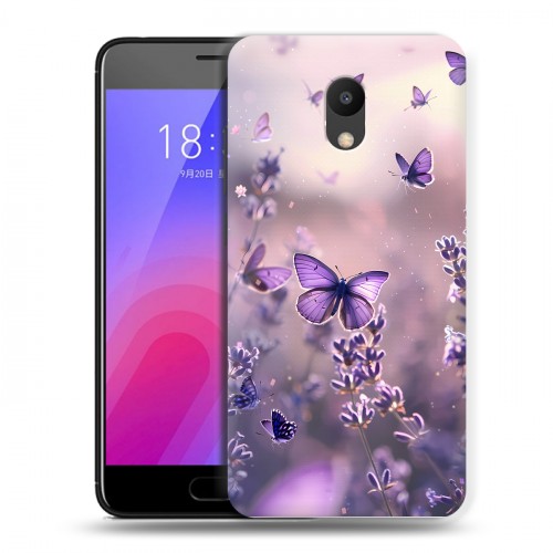 Дизайнерский пластиковый чехол для Meizu M6 бабочки и лаванда