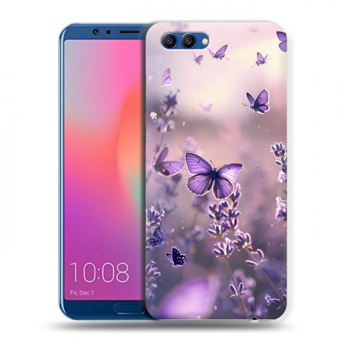 Дизайнерский пластиковый чехол для Huawei Honor View 10 бабочки и лаванда