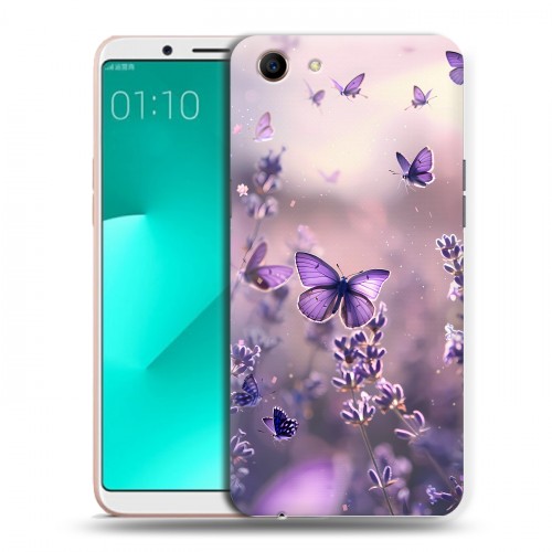 Дизайнерский пластиковый чехол для OPPO A83 бабочки и лаванда