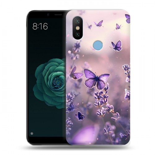 Дизайнерский силиконовый чехол для Xiaomi Mi A2 бабочки и лаванда