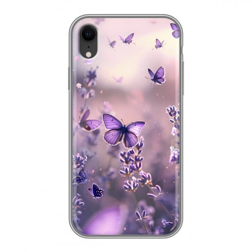 Дизайнерский силиконовый чехол для Iphone Xr бабочки и лаванда