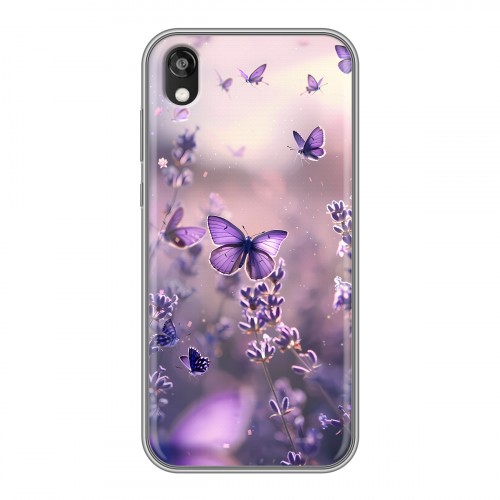 Дизайнерский силиконовый чехол для Huawei Honor 8s бабочки и лаванда