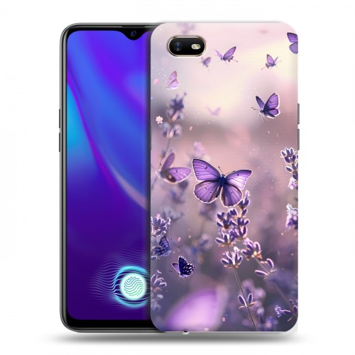 Дизайнерский силиконовый с усиленными углами чехол для OPPO A1k бабочки и лаванда