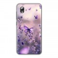 Дизайнерский силиконовый чехол для ZTE Blade A3 (2019) бабочки и лаванда