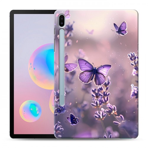 Дизайнерский силиконовый чехол для Samsung Galaxy Tab S6 бабочки и лаванда