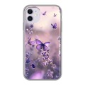 Дизайнерский силиконовый чехол для Iphone 11 бабочки и лаванда