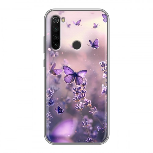 Дизайнерский силиконовый с усиленными углами чехол для Xiaomi RedMi Note 8T бабочки и лаванда