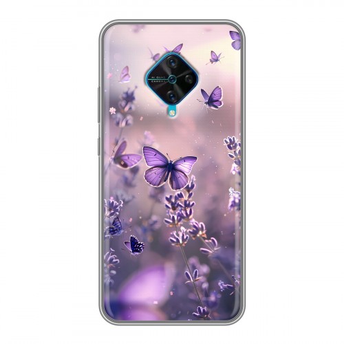 Дизайнерский силиконовый чехол для Vivo V17 бабочки и лаванда