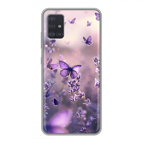 Дизайнерский силиконовый чехол для Samsung Galaxy A51 бабочки и лаванда