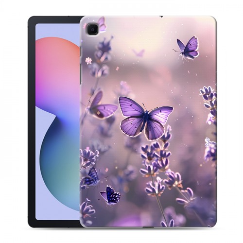 Дизайнерский силиконовый чехол для Samsung Galaxy Tab S6 Lite бабочки и лаванда