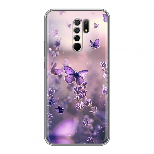 Дизайнерский силиконовый чехол для Xiaomi RedMi 9 бабочки и лаванда