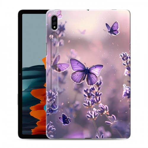 Дизайнерский силиконовый чехол для Samsung Galaxy Tab S7 бабочки и лаванда