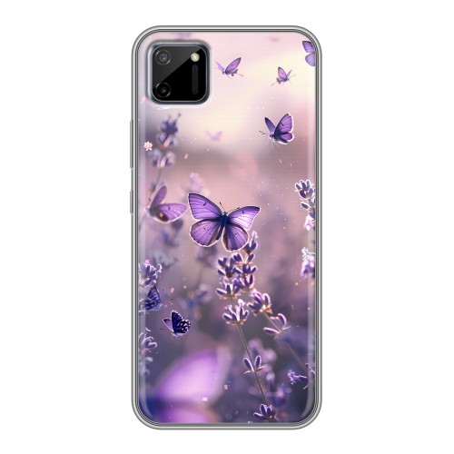 Дизайнерский силиконовый чехол для Realme C11 бабочки и лаванда