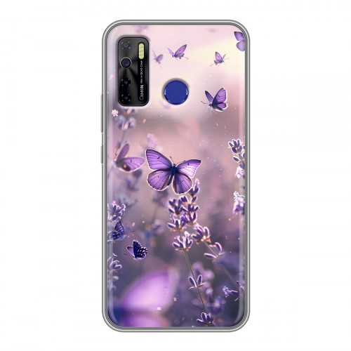 Дизайнерский силиконовый чехол для Tecno Camon 15 бабочки и лаванда