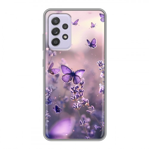 Дизайнерский силиконовый чехол для Samsung Galaxy A52 бабочки и лаванда