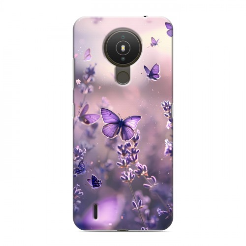 Дизайнерский силиконовый чехол для Nokia 1.4 бабочки и лаванда
