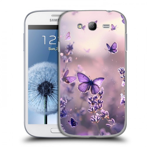 Дизайнерский пластиковый чехол для Samsung Galaxy Grand бабочки и лаванда