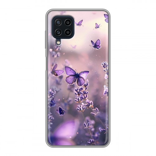 Дизайнерский силиконовый чехол для Samsung Galaxy A22 бабочки и лаванда