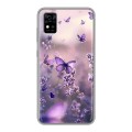 Дизайнерский силиконовый чехол для ZTE Blade A31 бабочки и лаванда