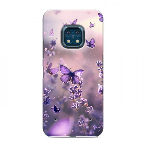 Дизайнерский силиконовый с усиленными углами чехол для Nokia XR20 бабочки и лаванда