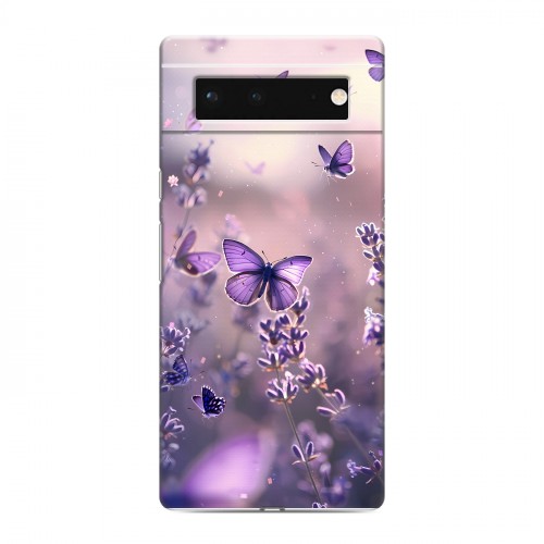 Дизайнерский силиконовый чехол для Google Pixel 6 бабочки и лаванда