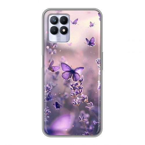 Дизайнерский силиконовый чехол для Realme 8i бабочки и лаванда
