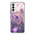 Дизайнерский силиконовый с усиленными углами чехол для Tecno Camon 18 бабочки и лаванда