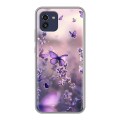 Дизайнерский силиконовый чехол для Samsung Galaxy A03 бабочки и лаванда