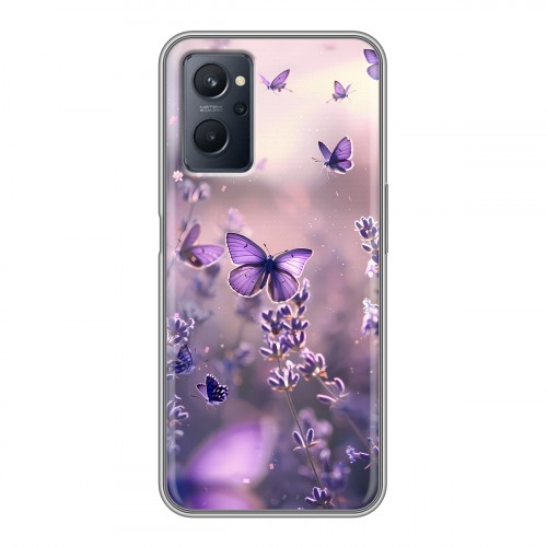 Дизайнерский силиконовый чехол для Realme 9i бабочки и лаванда