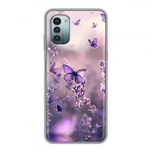 Дизайнерский силиконовый чехол для Nokia G11 бабочки и лаванда