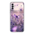 Дизайнерский силиконовый чехол для Tecno Spark 8P бабочки и лаванда